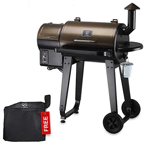Z GRILLS ZPG-450A 2020 Upgrade Wood Pellet Grill & ; Smoker 6 in 1 BBQ Grill Auto Temperature Control, 450 Sq in Bronze