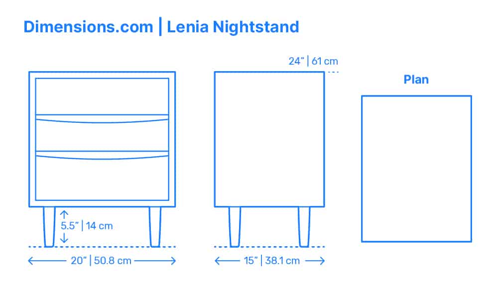 dimensions de la table de nuit
