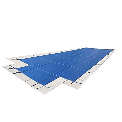 20'x40' Mesh - CES Rectangle Inground Safety Pool Cover - 20 ft x 40 ft In Ground Winter Cover with 4'x8' Center End Steps (Blue)